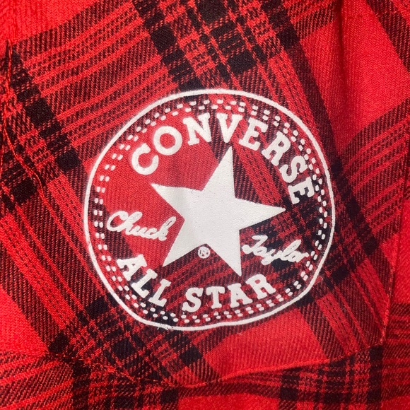 Converse Red Plaid Flannel Shirt XXL Chuck Taylor All-Star Logo - Picture 4 of 4